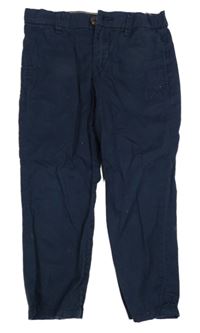 Tmavomodré plátenné nohavice H&M