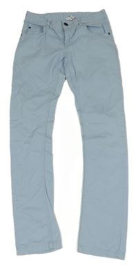 Svetlomodré plátenné skinny nohavice Hema