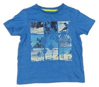Modré melírované tričko s palmami F&F