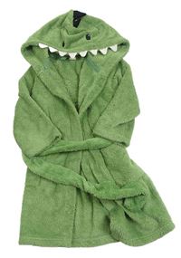 Zelený chlupatý župan s kapucí - dino H&M