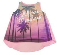 Ružová ľahká tunika s nápisom a palmami H&M