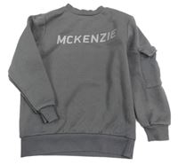 Tmavosivá mikina s logom a kapsou na rukávu zn. McKenzie
