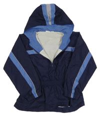 Tmavomodrá šušťáková jarná bunda s kapucňou