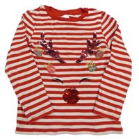 Červeno-biele pruhované tričko so sobem z flitrů Next