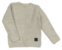 Bílo-šedý melírovaný svetr F&F