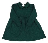 Tmavozelené trblietavé pletené šaty M&S