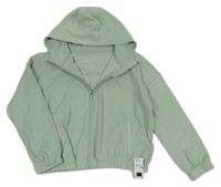 Zelená fleecová crop prepínaci mikina s kapucňou dunnes