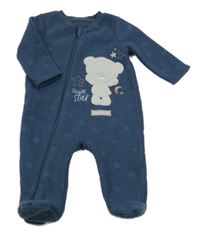 Tmavomodrý fleecový overal s medvědem