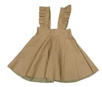 Hnedá kolová koženková kolová sukňa s trakami