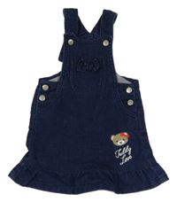 Tmavomodré na traké rifľové šaty s medvěďom