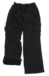 Černé šusťákové zateplené kalhoty Topolino