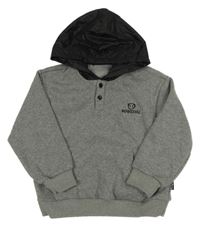 Sivá melírovaná mikina s šušťákovou kapucňou