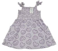 Nové - lila vzorované šaty so srdiečkami a žabičkováním Pep&Co