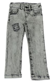 Sivé melírované skinny rifle s nášivkou Dopodopo