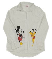 Bílá košile s Mickeym a Plutem Disney