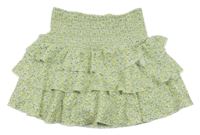 Zelená ľahká kvetovaná vrstvená sukňa Zara