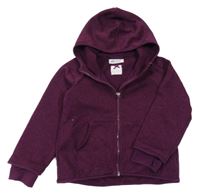 Švestková melírovaná pletená thermo propínací mikina s kapucí H&M