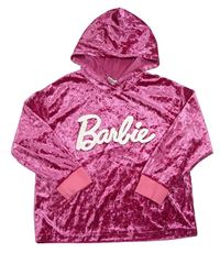 Ružová zamatová mikina s kapucí - Barbie zn. PatPat