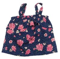 Tmavomodrý bodkovaná ý kvetovaný crop top Primark