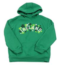 Zelená mikina s nápisom a trojlístky a kapucňou Primark