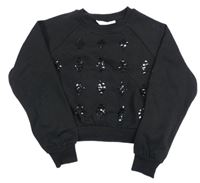 Čierna crop mikina s flitrami H&M