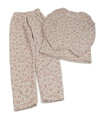 Růžové plyšové pyžamo s leopardím vzorem Shein