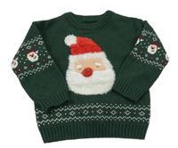 Tmavozeleno-biely vzorovaný sveter so Santou George