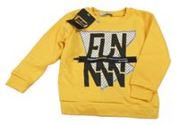 Nové - Žlutá mikina s nápisy 