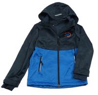 Tmavomodro-modrá softshellová bunda s potiskem a kapucí Kuniboo