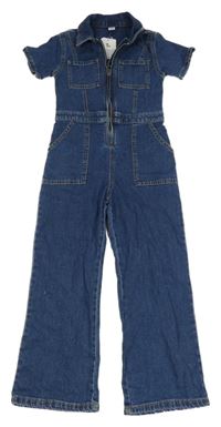 Nové - Tmavomodrý riflový kalhotový overal Tu