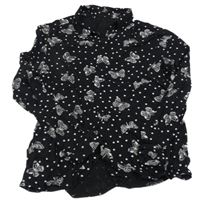 Černo-bílá puntíkatá halenka s motýlky C&A