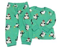 Zelené fleecové pyžamo s tučňáky M&S