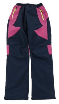 Tmavomodro-fuchsiové softshellové kalhoty 