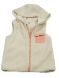 Smetanovo-ružová huňatá vesta s kapucňou Pep&Co