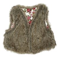 Hnedá kožušinová podšitý vesta
