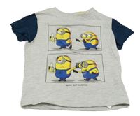 Sivo-tmavomodré tričko s Mimoni