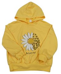 Žltá mikina s květem a kapucňou Shein