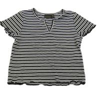 Čierno-biele pruhované rebrované tričko