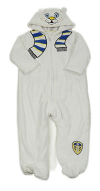 Bílá fleecová kombinéza s kapucí s čumákem 