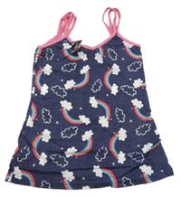 Nové - Tmavomodro-ružový top s duhami Peacocks