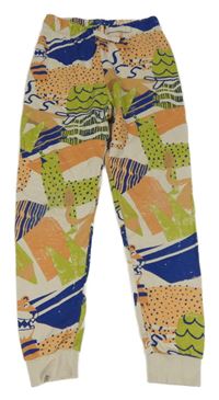 Béžovo-modro-zeleno-oranžové vzorované tepláky H&M
