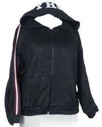 Dámska čierna prepínaci crop mikina s pruhmi a kapucňou Pyrex