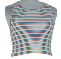 Dámsky farebně pruhovaný rebrovaný crop top Zara