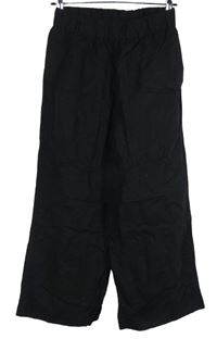 Dámske čierne culottes ľanové nohavice H&M