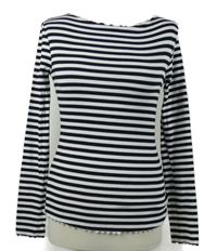 Dámske čierno-biele pruhované rebrované tričko River Island