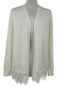 Dámsky smotanový svetrový cardigán s čipkou George