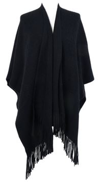 Dámský černý svetrový pléd s třásněmi 