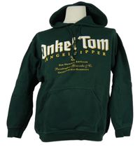 Pánska tmavozelená mikina s potlačou a kapucňou Promodoro