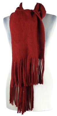 Dámská karmínová šála s třásněmi M&S