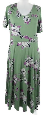 Dámské světlezelené květované midi šaty Damart 